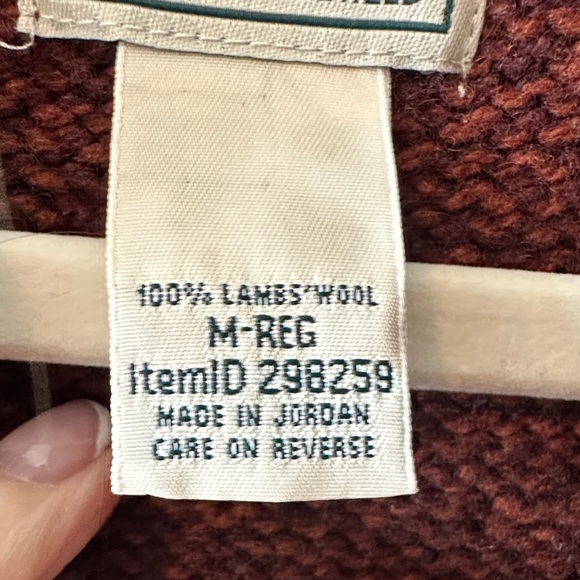 L.L. Bean Burgundy Fair Isle Crewneck Sweater with Beige & Gold Accents - Picture 6 of 6